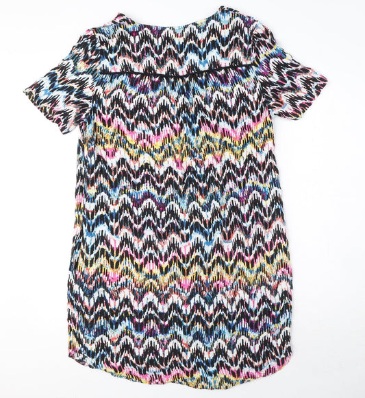 Warehouse Womens Multicoloured Geometric Polyester A-Line Size 12 V-Neck Pullover