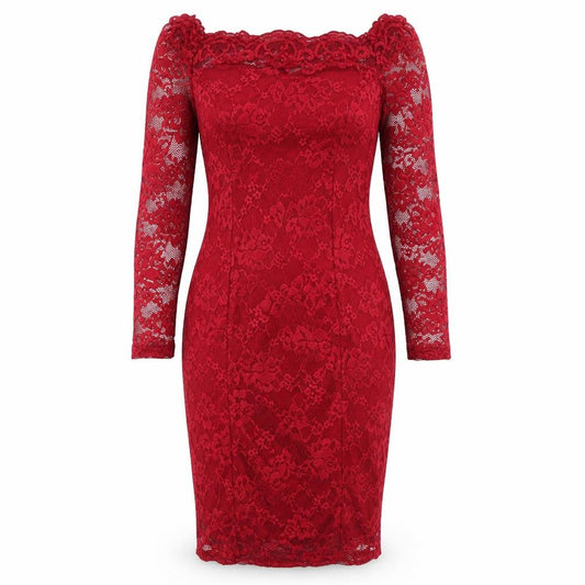 Auxo Womens Red Floral Polyester Pencil Dress Size S Boat Neck Zip