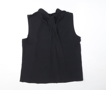 H&M Womens Black Polyester Basic Blouse Size L Mock Neck