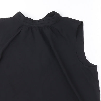 H&M Womens Black Polyester Basic Blouse Size L Mock Neck