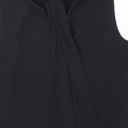 H&M Womens Black Polyester Basic Blouse Size L Mock Neck