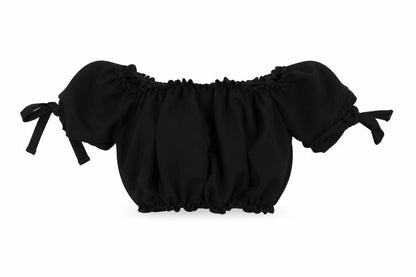 New Look Womens Black Polyester Cropped Blouse Size 6 Off the Shoulder