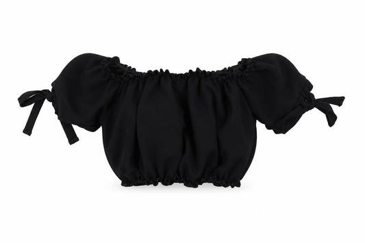 New Look Womens Black Polyester Cropped Blouse Size 6 Off the Shoulder