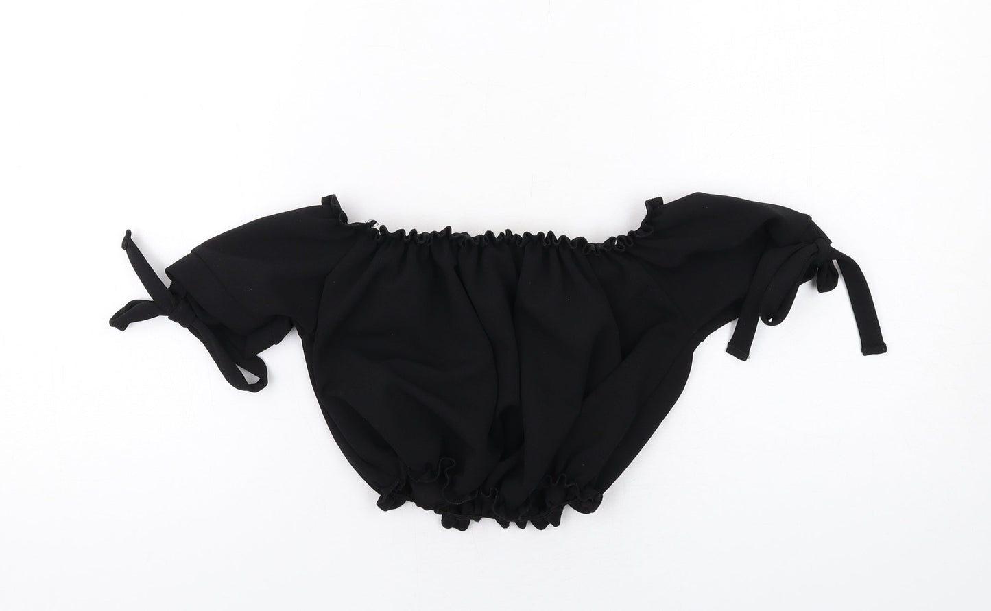 New Look Womens Black Polyester Cropped Blouse Size 6 Off the Shoulder