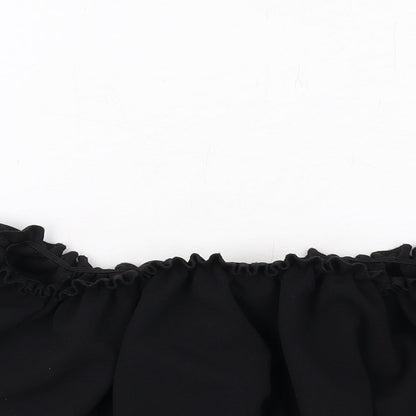 New Look Womens Black Polyester Cropped Blouse Size 6 Off the Shoulder