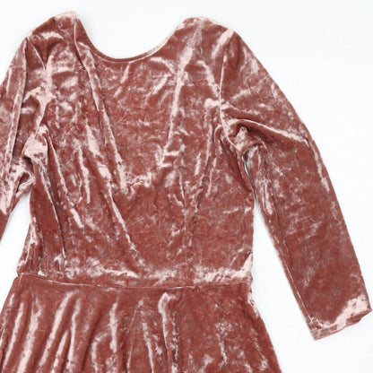 Topshop Womens Pink Polyester A-Line Size 10 Round Neck Pullover