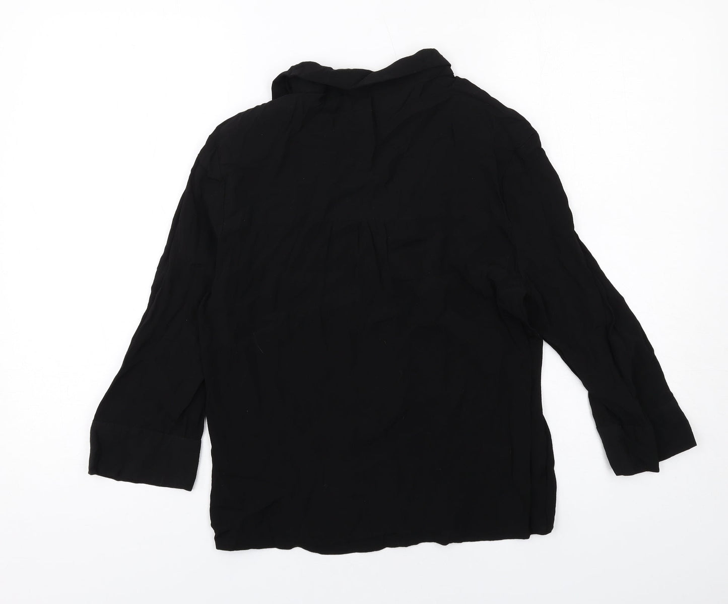Womens UK Size S Bershka Black Basic Button-Up