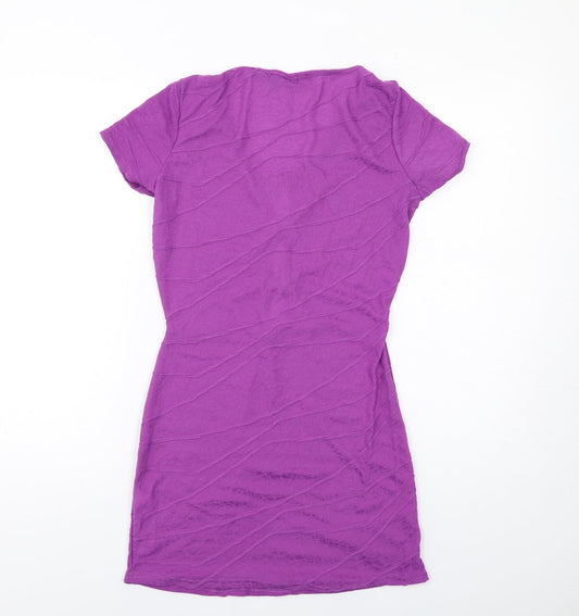 PRETTYLITTLETHING Womens Purple Polyester A-Line Size 12 Round Neck Pullover