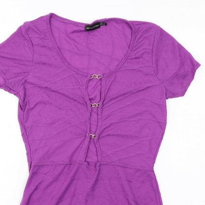 PRETTYLITTLETHING Womens Purple Polyester A-Line Size 12 Round Neck Pullover