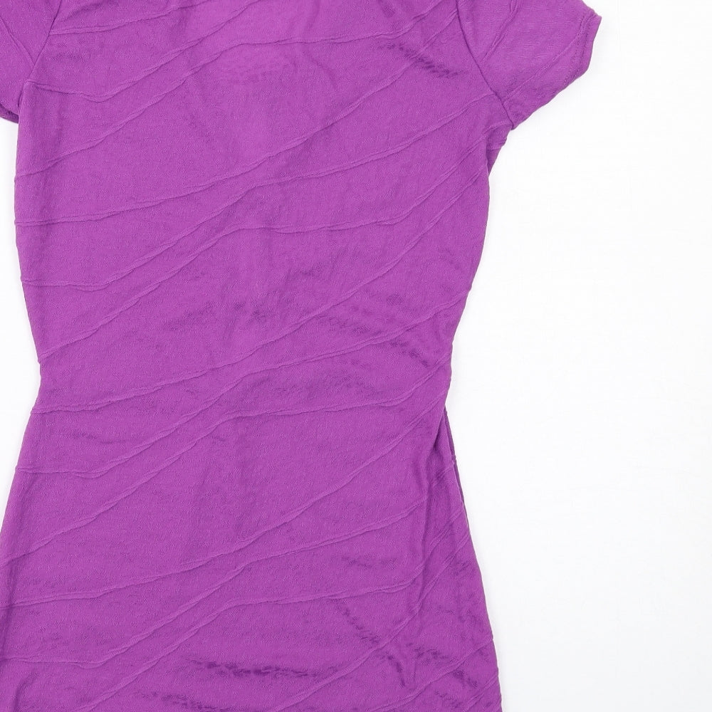 PRETTYLITTLETHING Womens Purple Polyester A-Line Size 12 Round Neck Pullover