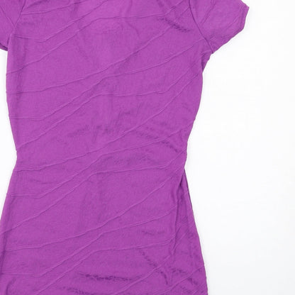 PRETTYLITTLETHING Womens Purple Polyester A-Line Size 12 Round Neck Pullover
