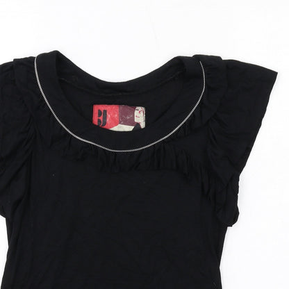 Betty Jackson Womens Black Viscose Basic T-Shirt Size 8 Round Neck