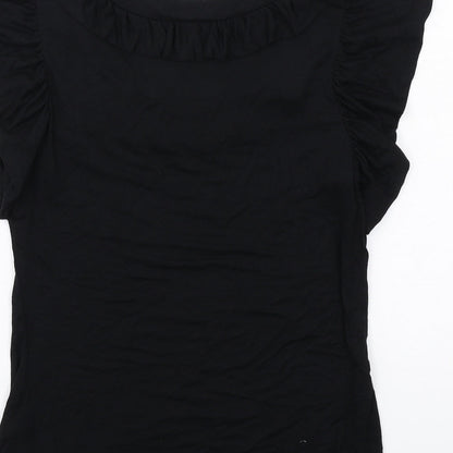Betty Jackson Womens Black Viscose Basic T-Shirt Size 8 Round Neck