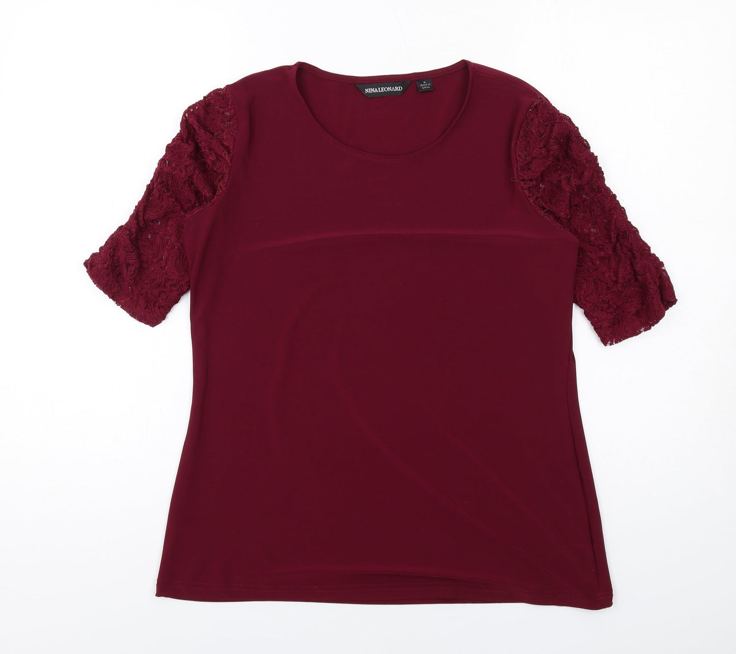 Womens UK Size M Nina Leonard Red Basic Blouse