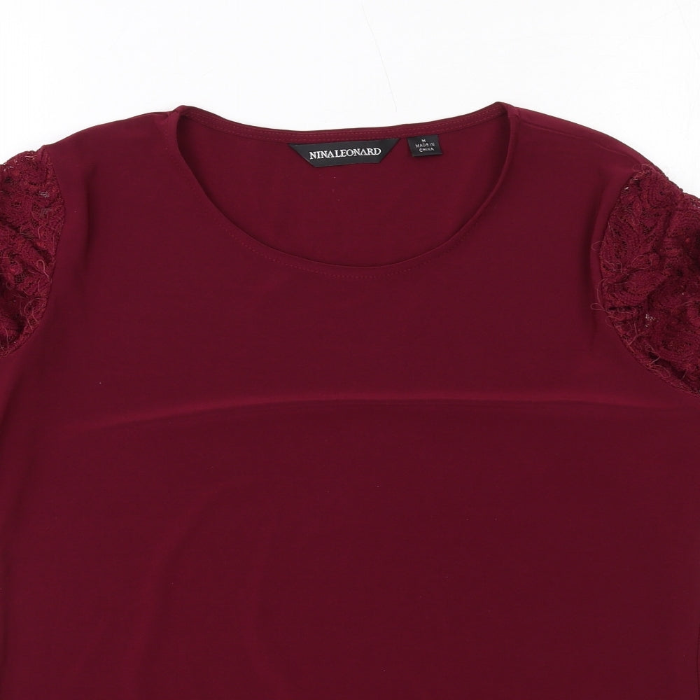 Womens UK Size M Nina Leonard Red Basic Blouse