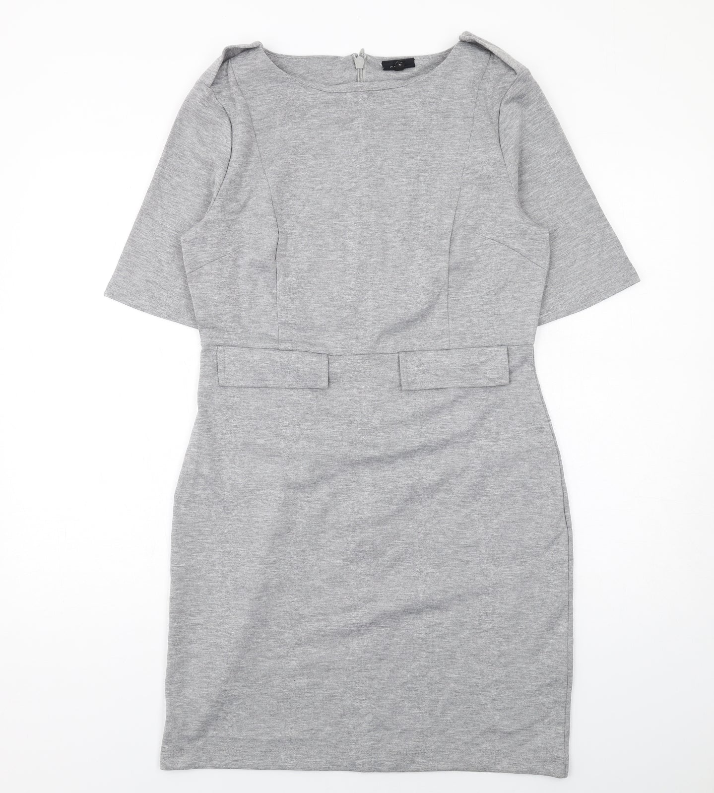 NEXT Womens Grey Polyester Shift Size 12 Round Neck Zip