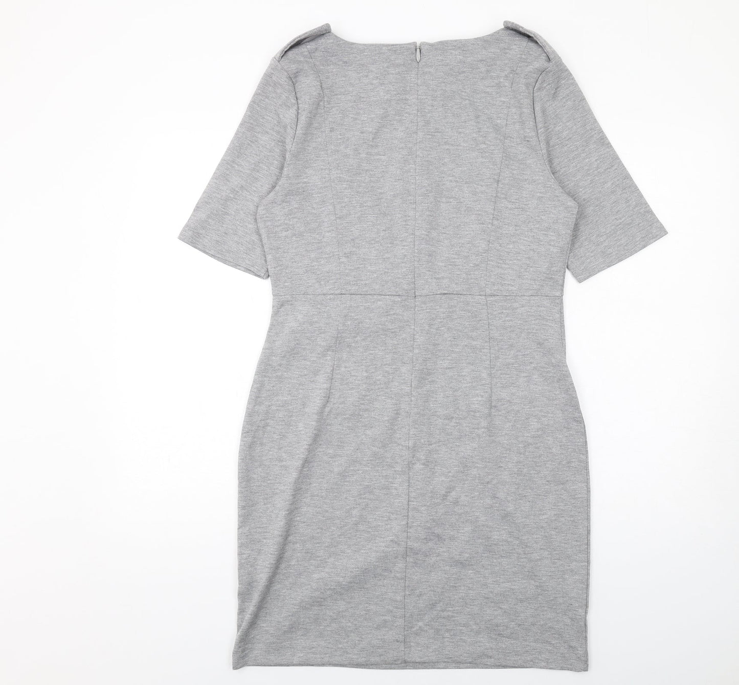 NEXT Womens Grey Polyester Shift Size 12 Round Neck Zip
