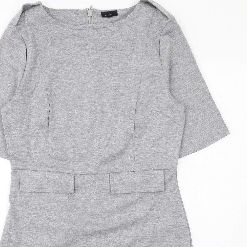 NEXT Womens Grey Polyester Shift Size 12 Round Neck Zip