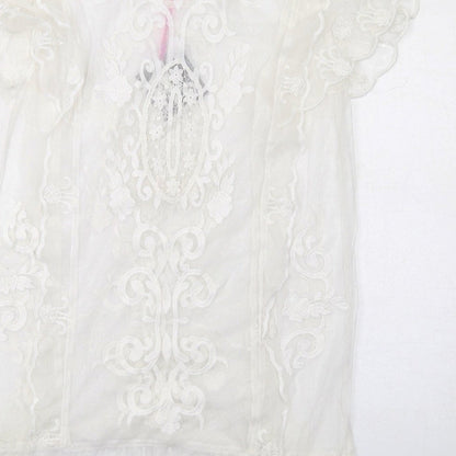 Very Womens White Polyester T-Shirt Dress Size 10 Round Neck Pullover