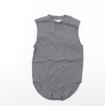 Stradivarius Womens Grey Polyamide Bodysuit One-Piece Size M Snap