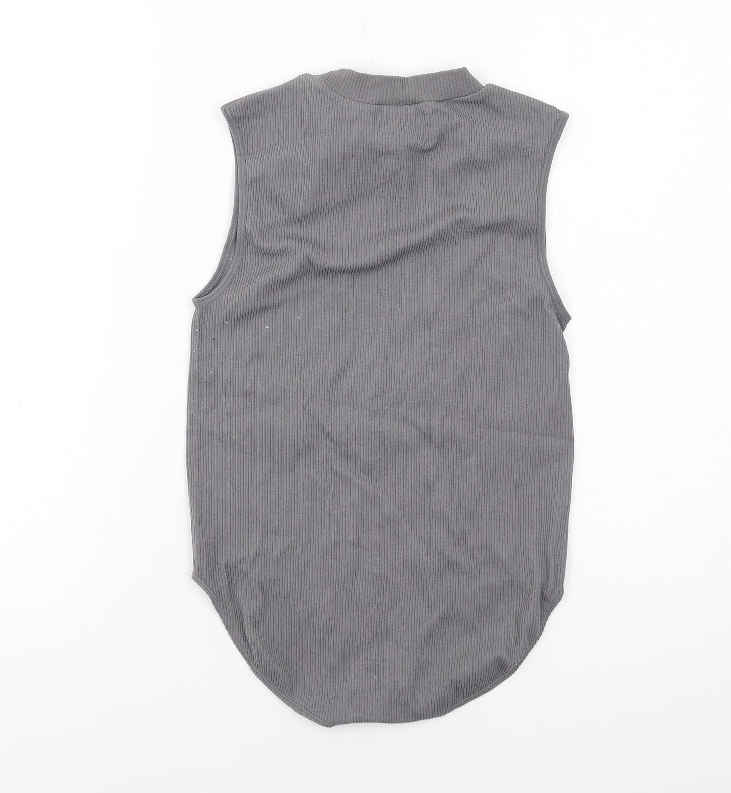 Stradivarius Womens Grey Polyamide Bodysuit One-Piece Size M Snap