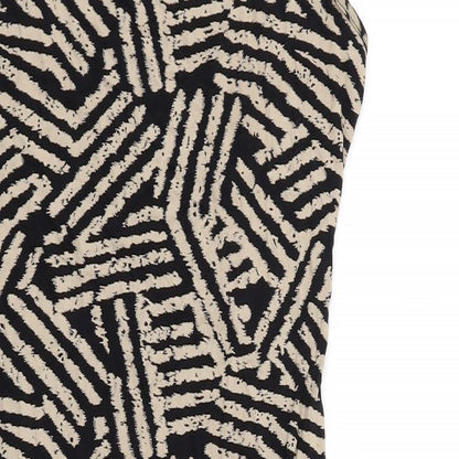 Apricot Womens Black Geometric Viscose Pencil Dress Size 12 Crew Neck Pullover