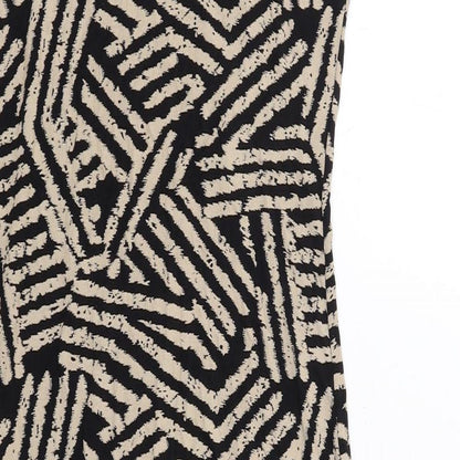 Apricot Womens Black Geometric Viscose Pencil Dress Size 12 Crew Neck Pullover