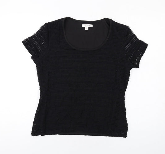 Precis Womens Black Nylon Basic T-Shirt Size M Scoop Neck