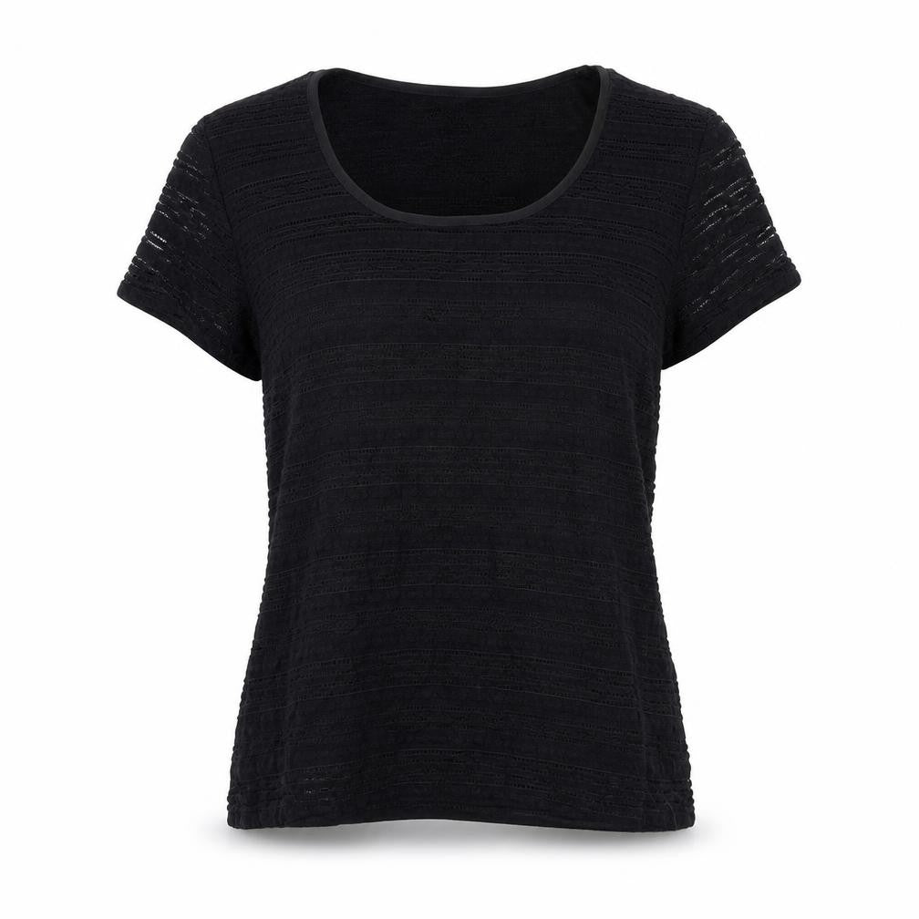 Womens UK Size M Precis Black Basic T-Shirt
