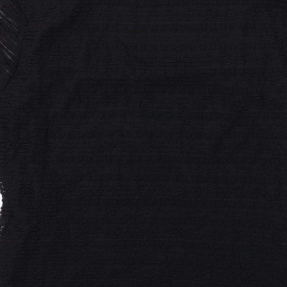 Precis Womens Black Nylon Basic T-Shirt Size M Scoop Neck