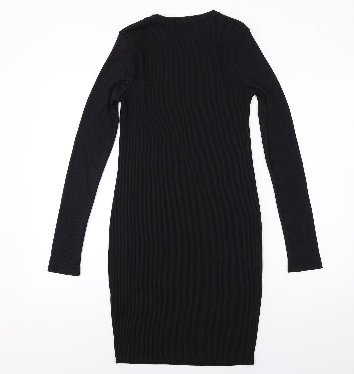 Boohoo Womens Black Polyester Bodycon Size 10 Round Neck Pullover