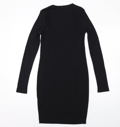 Boohoo Womens Black Polyester Bodycon Size 10 Round Neck Pullover