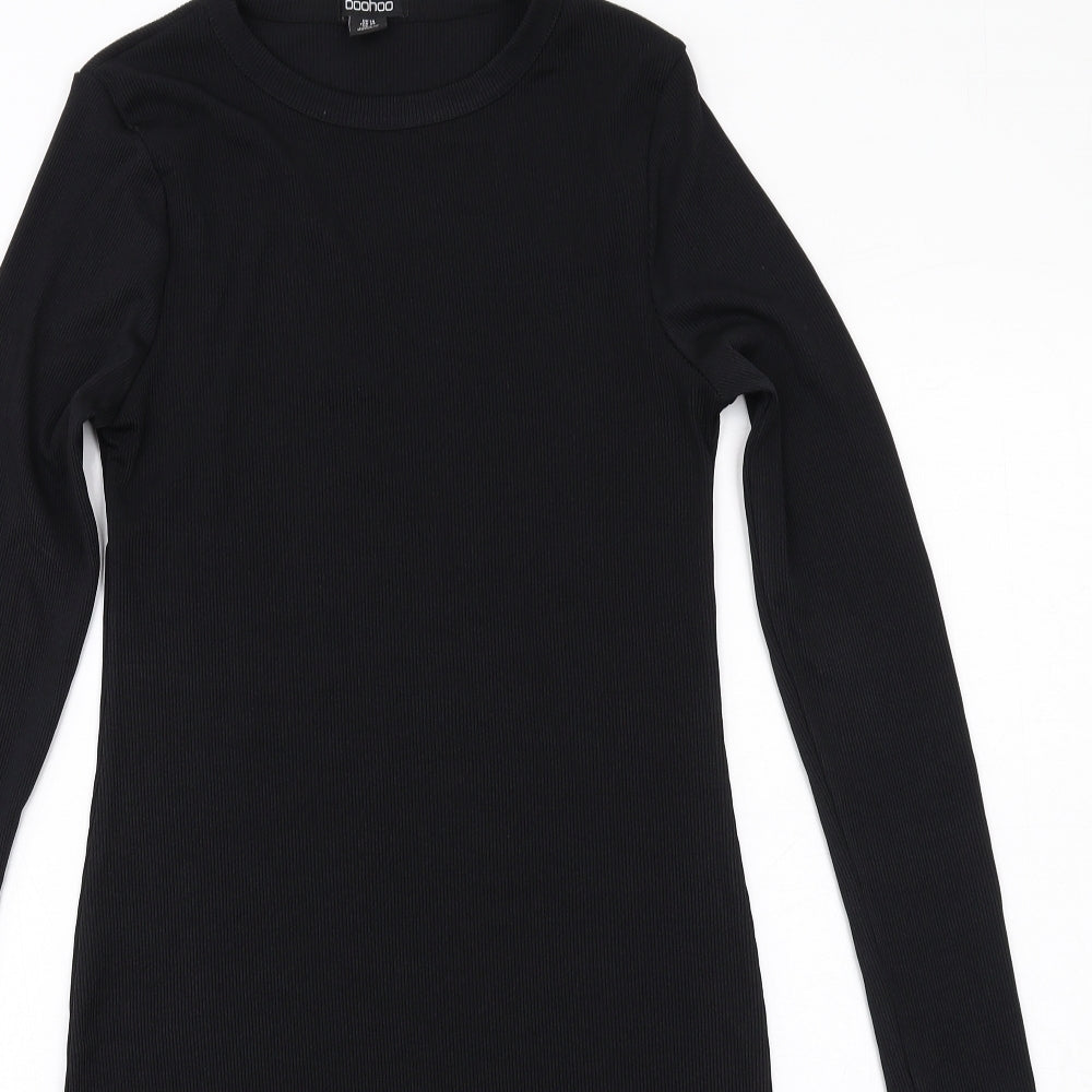Boohoo Womens Black Polyester Bodycon Size 10 Round Neck Pullover