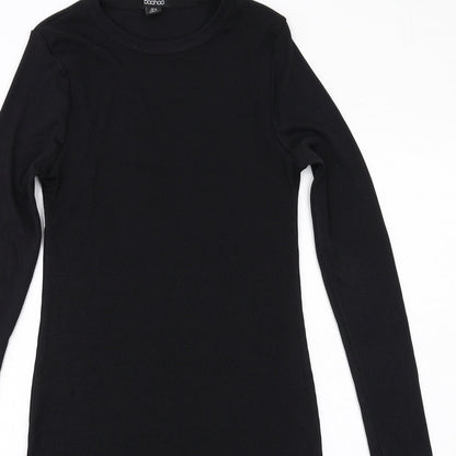 Boohoo Womens Black Polyester Bodycon Size 10 Round Neck Pullover