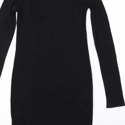 Boohoo Womens Black Polyester Bodycon Size 10 Round Neck Pullover