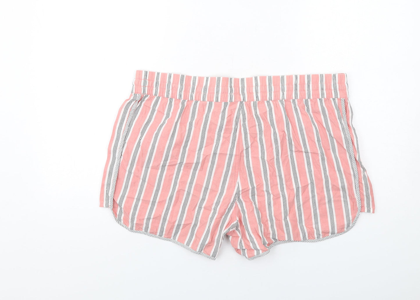 Gap Womens Pink Striped Cotton Basic Shorts Size XL Regular Pull On