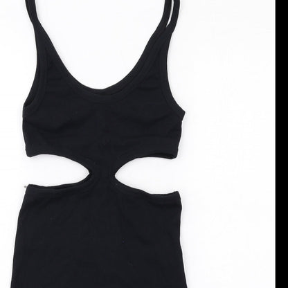 Motel Womens Black Cotton Bodycon Size S Scoop Neck Pullover