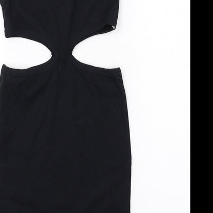 Motel Womens Black Cotton Bodycon Size S Scoop Neck Pullover