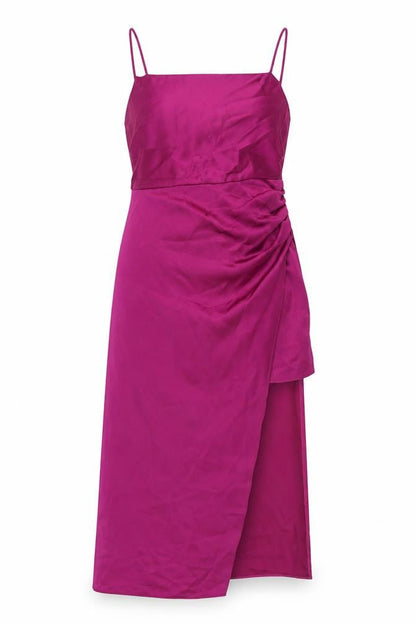 Zara Womens Purple Polyester Slip Dress Size M Square Neck Zip