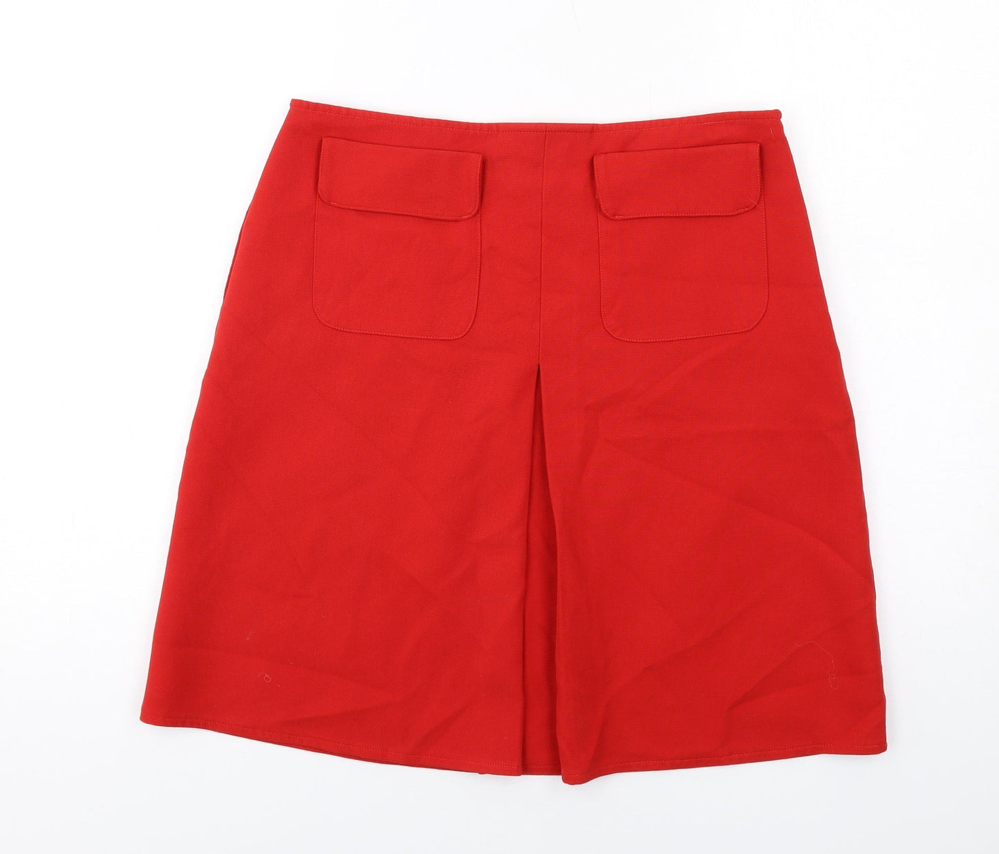 Per Una Womens Red Polyester A-Line Skirt Size 12 Zip