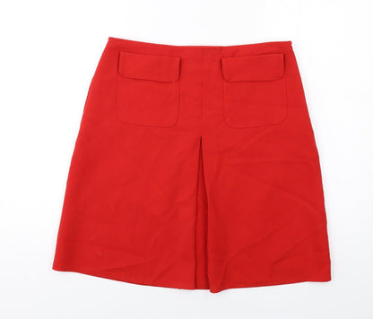 Per Una Womens Red Polyester A-Line Skirt Size 12 Zip