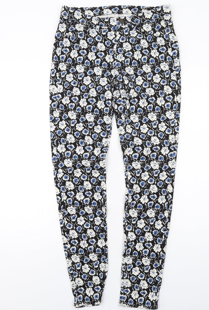 Uniqlo Womens Black Floral Cotton Skinny Jeans Size M L30 in Regular Button