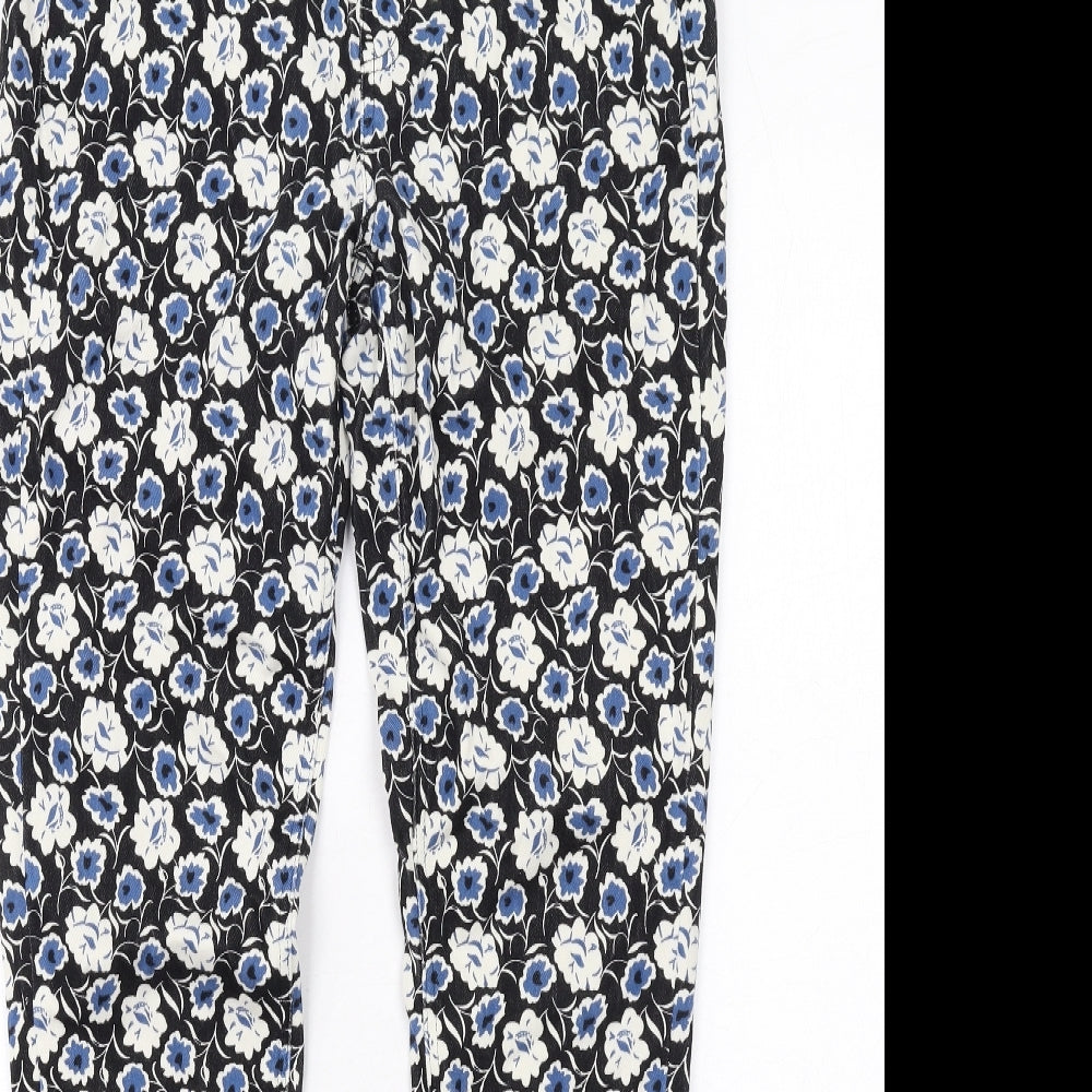 Uniqlo Womens Black Floral Cotton Skinny Jeans Size M L30 in Regular Button