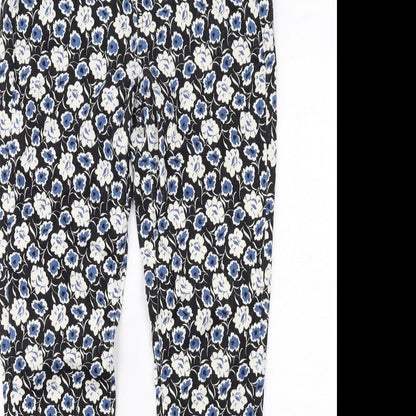 Uniqlo Womens Black Floral Cotton Skinny Jeans Size M L30 in Regular Button