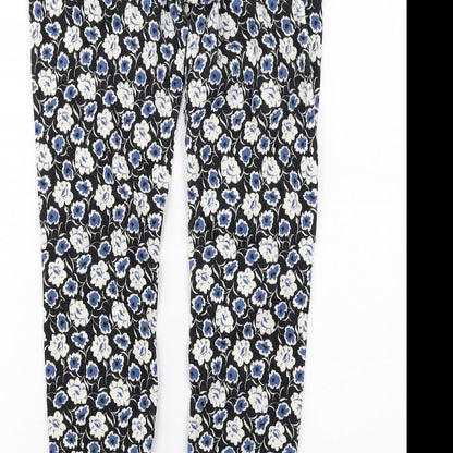 Uniqlo Womens Black Floral Cotton Skinny Jeans Size M L30 in Regular Button