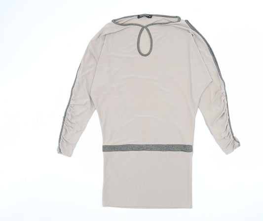 Rinascimento Womens Beige Polyester Jumper Dress Size M Boat Neck Pullover