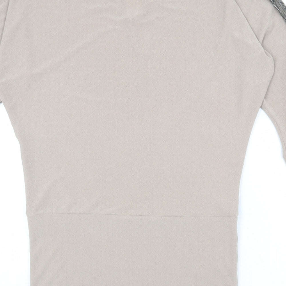 Rinascimento Womens Beige Polyester Jumper Dress Size M Boat Neck Pullover