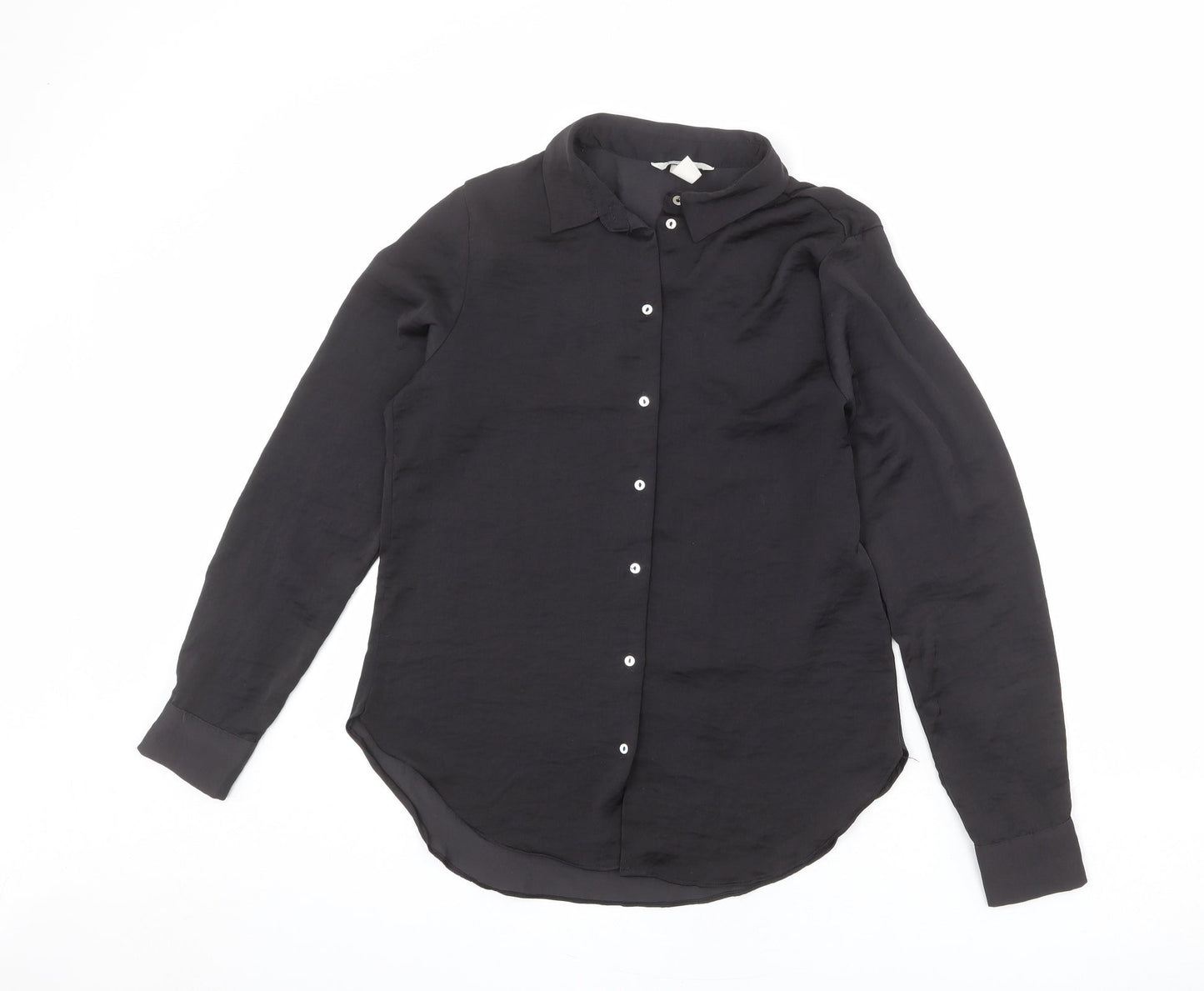 Womens UK Size 10 River Island Black Basic Button-Up
