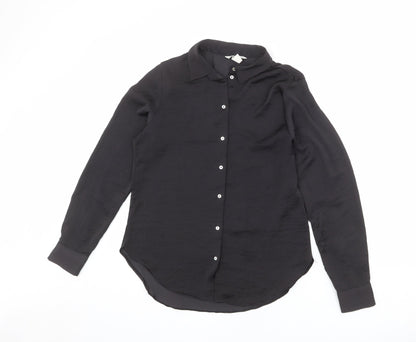 Womens UK Size 10 River Island Black Basic Button-Up
