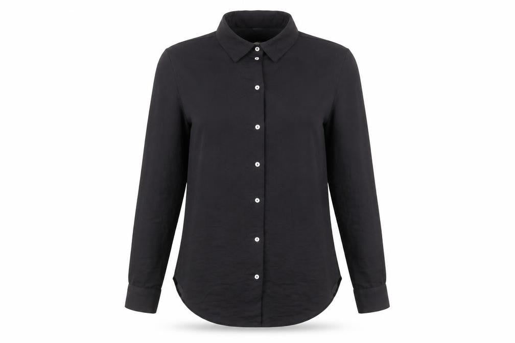 Womens UK Size 10 River Island Black Basic Button-Up